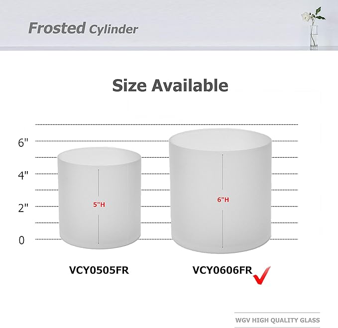 WGV Cylinder Vase Bulk, Width 6", Height 6", Frosted Floral Glass Container, Candle Holder for Wedding Centerpiece, Party Event, Home Office Decor, 12 Pieces