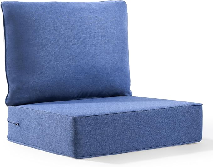 6" Thick Outdoor Cushion, 24 * 24 * 6" Patio Furniture Cushions with Waterproof Patio Furniture Cushions with Removable Cover, 28D High Density Patio Cushion for Outdoor Furniture, Blue-1pc