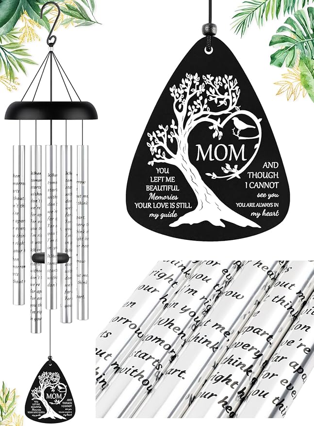 Fabuday Memorial Gifts Wind Chimes - Sympathy Gift for Loss of Mom, Windchimes in Memory of a Loved One for Bereavement Condolence Grief Funeral Condolences Remembrance Grieving, Cardinal Family Tree