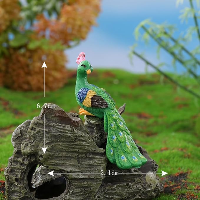 7 PCS Mini Resin Peacock, Fairy Garden Accessories, Miniature Figurines, Micro Landscape Ornaments