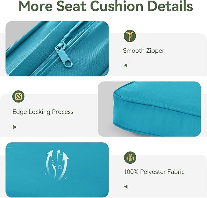 Aoxun Replacement Cushions for Outdoor Furniture, 9-Piece Outdoor Cushions for Patio Furniture, Deep Seat, Splash-Proof & Fade Resistant Couch Cushion for 4-Seat Patio Conversation Sets, Sky Blue
