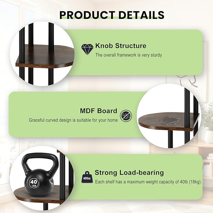 Tiered Plant Stand Indoor, Tall 5 Tier 6 Potted Wooden Plant Shelf for Multiple Plants, Multi Plant Holder Indoor for Patio Garden Patent Design Living Room Bedroom, Rustic Brown