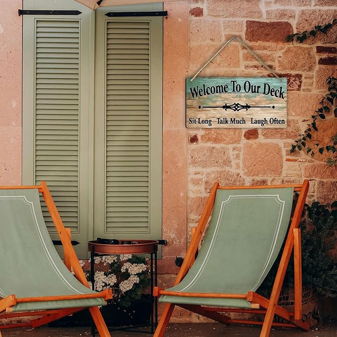 Outdoor Deck Decor Signs For Outside Welcome To Our Deck Sign Backyard Signs Pool Accessories Decorations Wood Sign 6x12 Inches