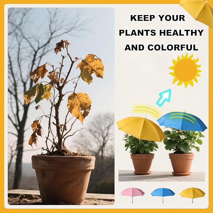 3pcs Plant Shade Umbrella for Outdoor, Garden Umbrella Sun Shade Potted Plants Garden Beds for Patio Flowers Fruits Vegetables