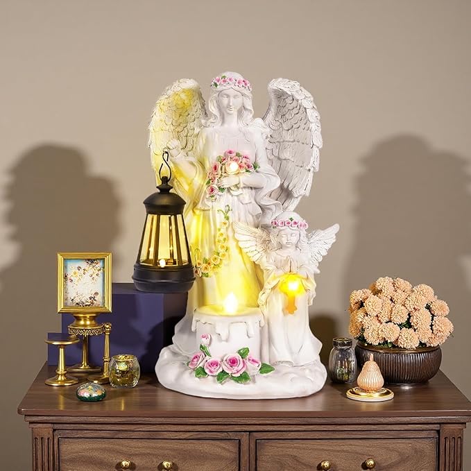 Angel Solar Lights Outdoor Garden, Angel Garden Statues Outdoor - Angel Statue for Patio, Lawn Or Garden Decor