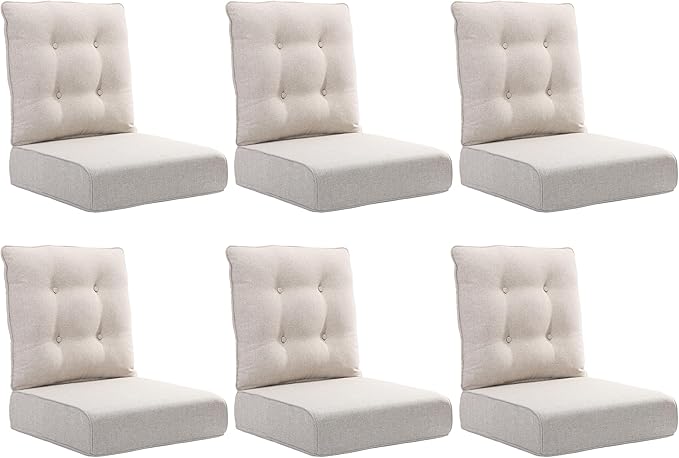 Joyside Outdoor Chair Cushions Set, 22x25/22x24 Inch Patio Furniture Cushions, 6’’ Thick, Water Resistant & Fade Resistant, Outdoor Replacement Cushions for Seat and Sofa