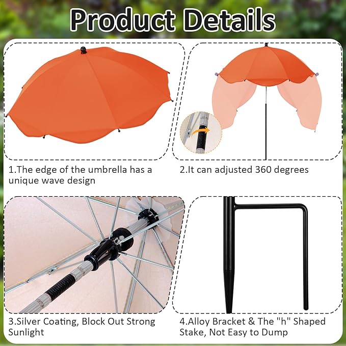 26 Inch Plant Umbrellas for Outdoor Plants Garden Umbrella Shade for Potted Plant, Garden Bed Flower Pot Provide Shade to ‌Defend Blazing Sun