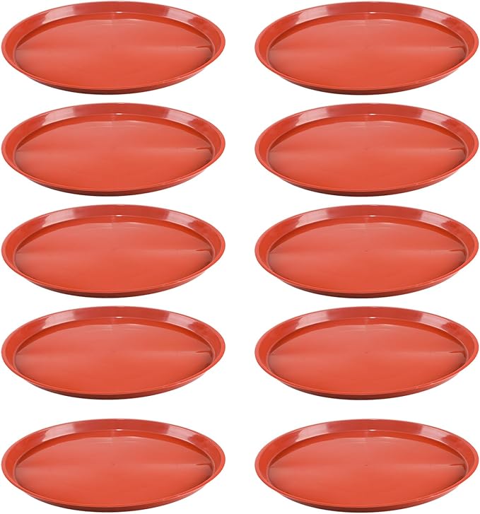 10 Pack Plant Saucer 18 Inches Plant Trays for Pots Plastic Round Drip Trays Flower Pot Saucers Black Planter Water Tray Plant Drainage Tray, Red
