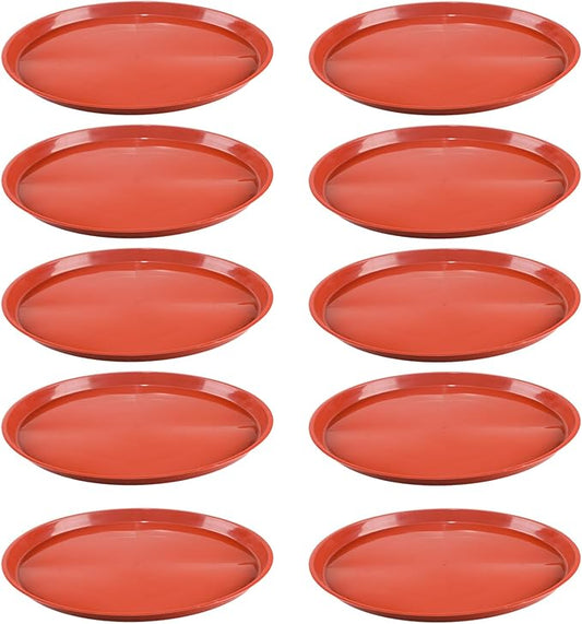 10 Pack Plant Saucer 18 Inches Plant Trays for Pots Plastic Round Drip Trays Flower Pot Saucers Black Planter Water Tray Plant Drainage Tray, Red