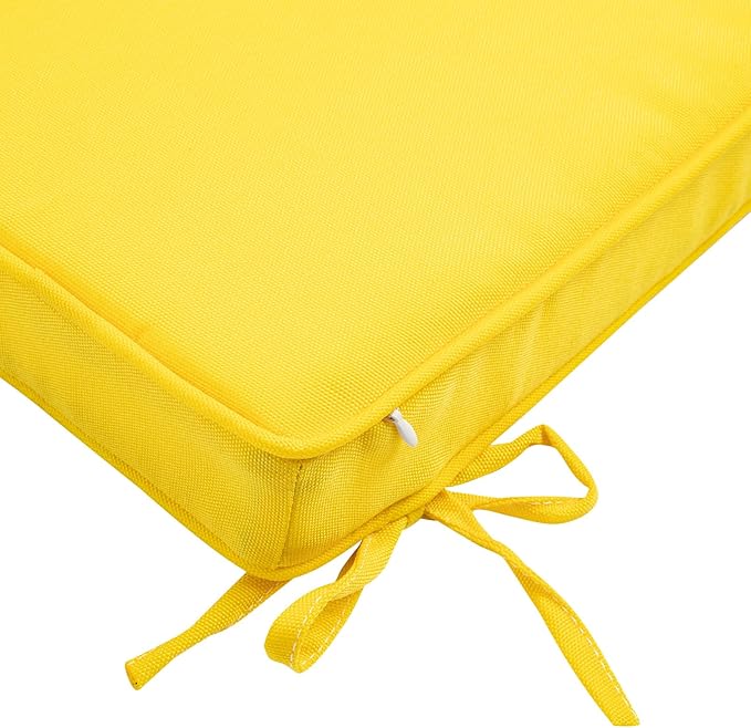 FUNHOME Outdoor Chair Cushions 18x18 Inch,Set of 2,Water Resistant Chair Pads with Ties,Square Seat Cushion 18"x18"x2.5",Patio Chair Cushion for Garden,Backyard Furniture(Yellow)