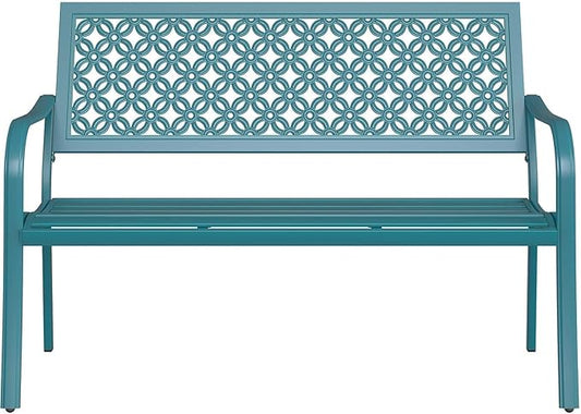 Grand patio 50" Outdoor Bench, Garden Benches with Anti-Rust Metal Powder Coated Frame, Patio Bench for Front Porch Park Outside Furniture Decor, Lake Shore