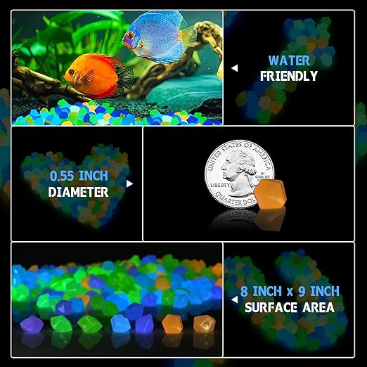 700 PCS Glowing Rocks Luminous Glow Stones Glow in The Dark Rocks for Fish Tank Aquarium Lawn Patio Garden Outdoor Decor and DIY Ideas (Multicolor)