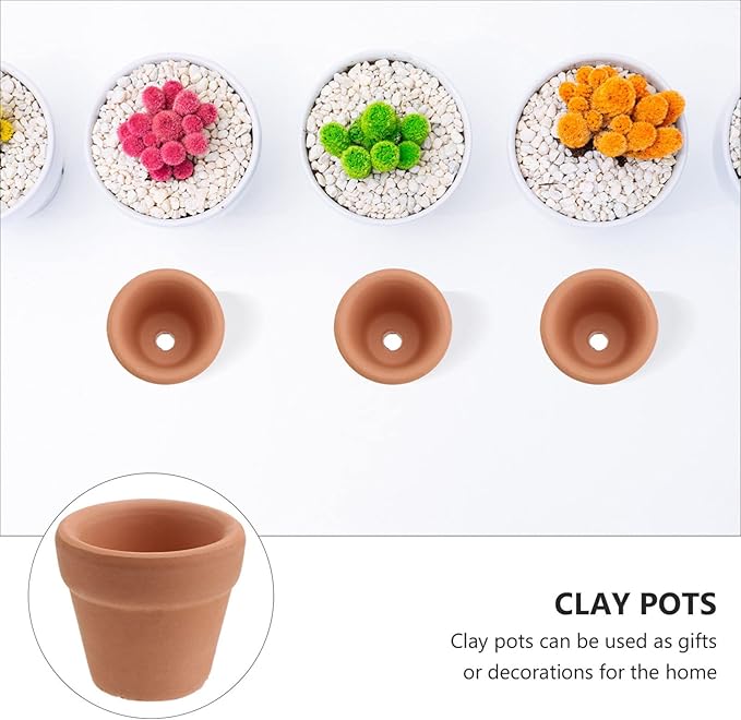 HANABASS 40pcs Mini Terracotta Pots for Clay Drainage Great for Crafts Wedding Favors Indoor Garden Decor