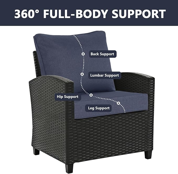 Goodgoods 24 x 28 Outdoor Patio Deep Seat Cushions 2-Pack, 1000+ Hours Fade-Resistant & Water-Resistant Outdoor Furniture Chair Cushions with 30D High-Resilience Foam for Sofa Chair, Sky