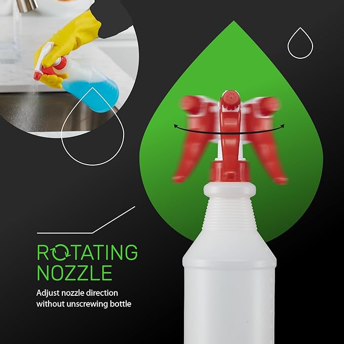 SUPER+ 2 Pack Plastic Spray Bottles 24 OZ – Leak Proof, Adjustable Nozzle, Empty Spray Bottles For Cleaning Solutions, Plants, Pet, Or Diy Spray Bottle