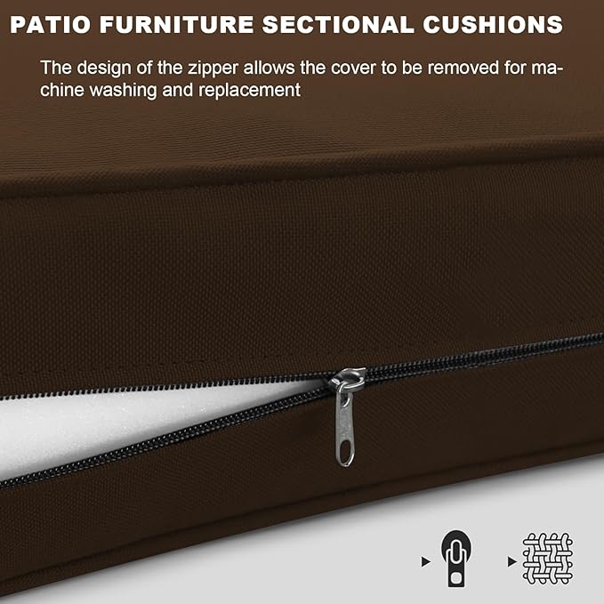 Patio Sectional Cushions, 14-Piece Replacement Cushions for Outdoor Furniture, Water-Resistant Outdoor Sofa Cushion for 6-Seat Rattan Wicker Sectional Conversation Sets (Coffee)