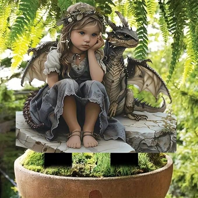 Garden Decor, Acrylic 2D Stake, Pot Plants Garden Yard Lawn Outdoor Fairy Statue Ornaments, Fairy Garden Accessories Decoration (Style G)