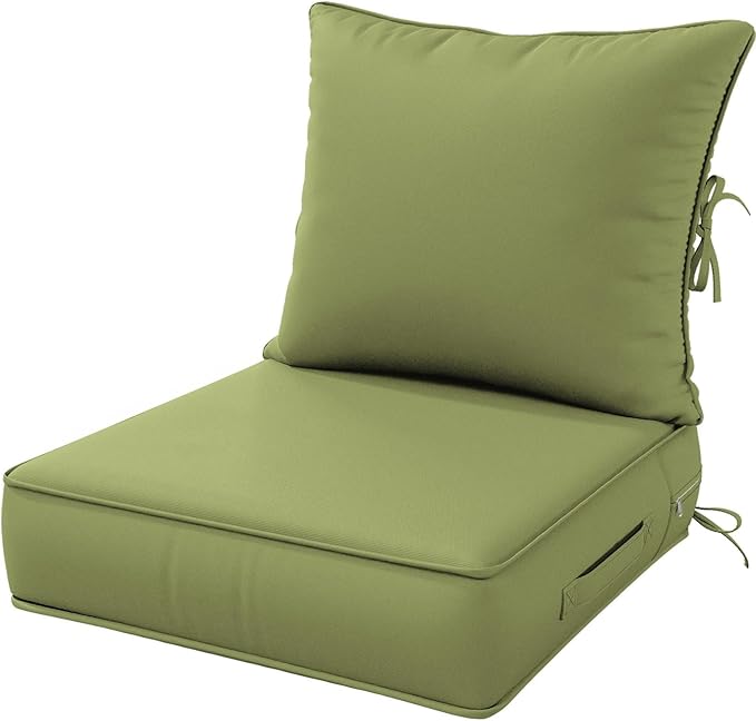 Outdoor Patio Chair Cushions Set 24 L X 24 W X 5 H Waterproof & Fade Resistant Deep Seat and Back Cushions with Removable Covers Outdoor Seat Cushion Set for Chairs and Sofas