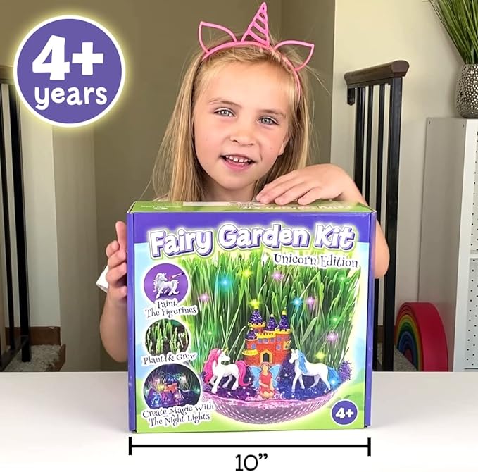 Unicorn Fairy Garden Kit | Light Up Terrarium Kit | STEM Toys | Arts and Crafts for Girls Age 4-12 | Science Presents