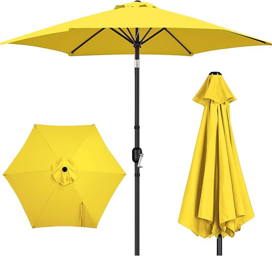 Yaheetech Patio Umbrella, 9FT Outdoor Table Market Umbrella with Push Button Tilt and Crank, Yard Sun Shade UV Protection Waterproof for Garden, Deck, Backyard, Pool, Yellow
