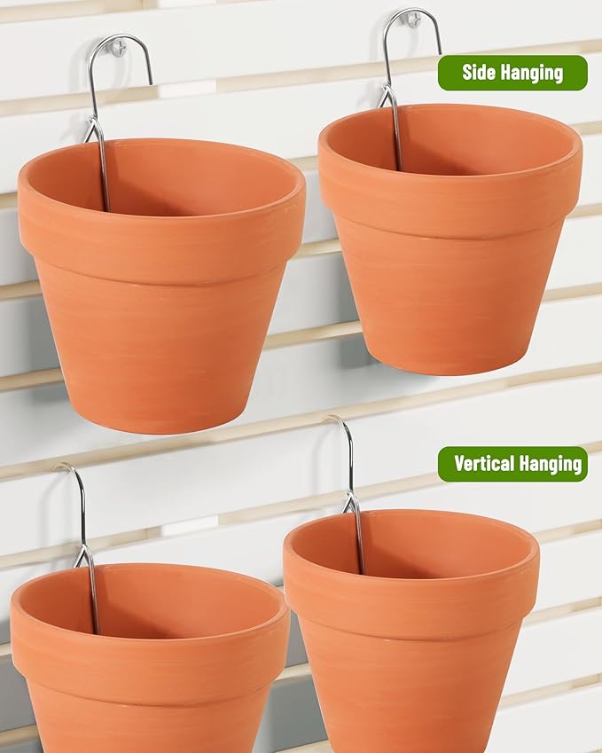 20 Packs Terracotta Pots Hanger Hooks,Sturdy Thick Stainless Steel Plant Hanger,Flower Pot Holders for Clay Pots,Wall and Fence Mounted Plant Holder,Terra Cotta Pot Hanging Holders(Side Hang,20Pack)