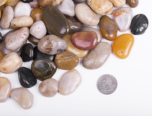 6.0 lb Mixed Color River Rock Stones 1~1.5", Natural Decorative Highly Polished Pebbles, Indoor Decorative Stones for Plant, Aquariums, Landscaping, Garden Flower Bed, Vase Fillers