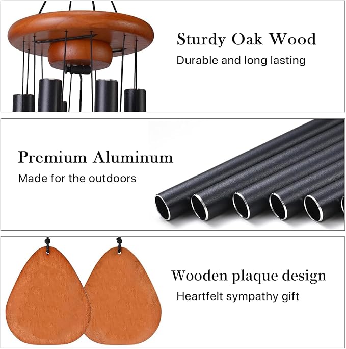 Large 37 Inch Large Aluminum Wind Chimes Outdoor Zen Wind Chimes for Garden, Patio, Yard Decoration Classic Design with Wind Catc her Unisex Gift Idea for Birthday, Housewarming