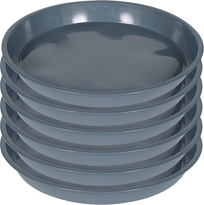 6 Pack of Plant Saucer 8 Inch, 8 inch Plant Saucer Round, Plastic Flower Plant Trays for Pots, Plant Saucers for Indoors 8", Plant Pot Saucers, Planter Tray for Planter 6-8" (8", Gray)