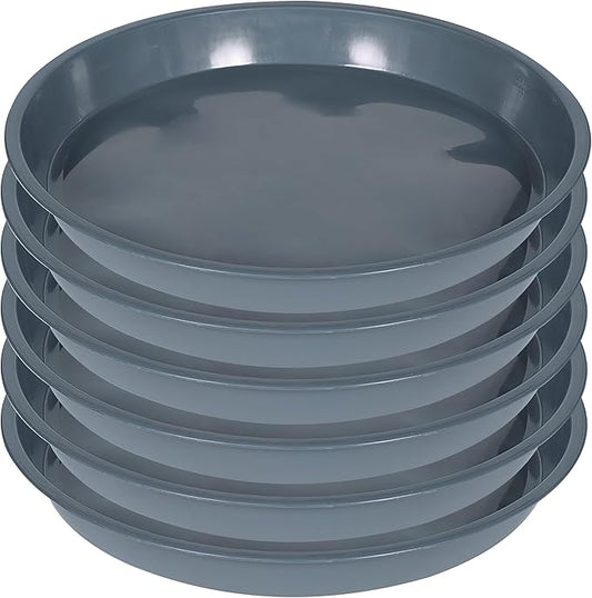 6 Pack of 22 inch Plant Saucer, Plant Tray 20 Inch Round, Plant Saucers for Indoors, Plant Trays for Pots, Flower Pot Saucers, Pot Saucers for Planter 17-23" (22", Gray)