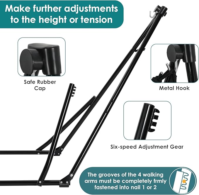 TLSUNNY 3 in 1 Hammock Stand, Outdoor Collapsible Swing Chair, w/Portable Foldable Heavy-Duty Steel Stand Holds up to 350 lbs, Carrying Bag, Thick Durable PU Easy Set Up for Porch,Patio,Garden,Camp