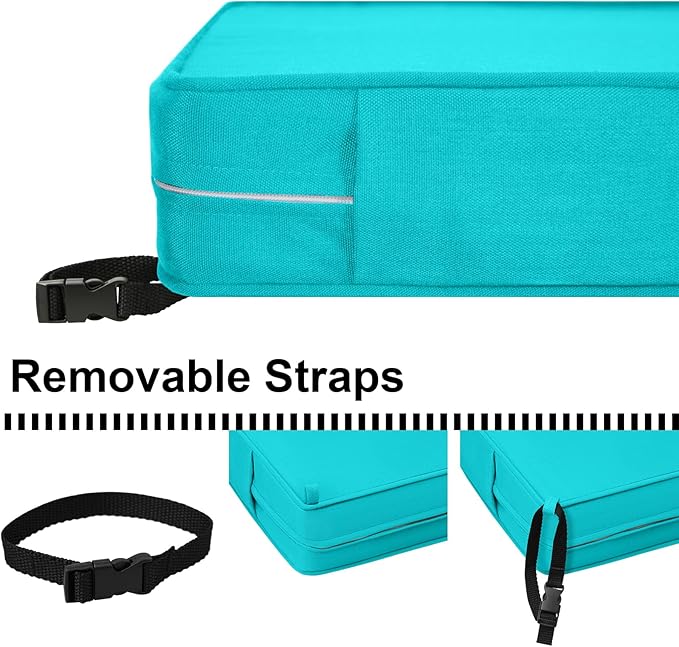 Deep Seat Cushions, Outdoor Cushions, Patio Furniture Cushions, Deep Seat & Back Cushion Patio Cushions for Backyard Couch Sofa Fade Resistant (24x24x4 inches 3 Sets, Solid Peacock Green)