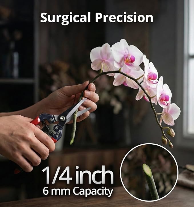 Gardeness Gardening Scissor 2 PCS SK5 high Carbon Steel Straight Florist Scissors, Pruning Snip, Multi-Tasking Garden Precision Herb Snips Flower Clippers Bonsai Trimmers Hydroponic Herbs