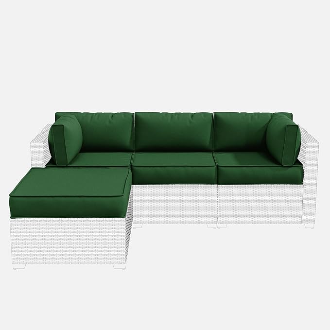 Patio Furniture Cushions, Replacement Outdoor Cushions for 4-Seat Patio Furniture, Waterproof Cushions for Outdoor Sectional Sofa Couch, Green