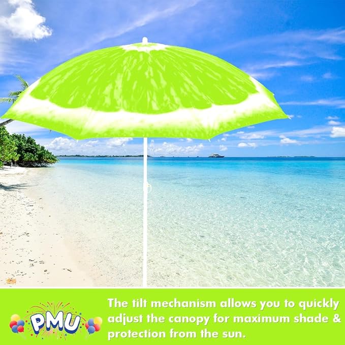 PMU 6.5 ft Beach Umbrella for Sand, Sun Shelter, Outdoor Sunshade Umbrellas for Patio Garden Beach Pool Backyard