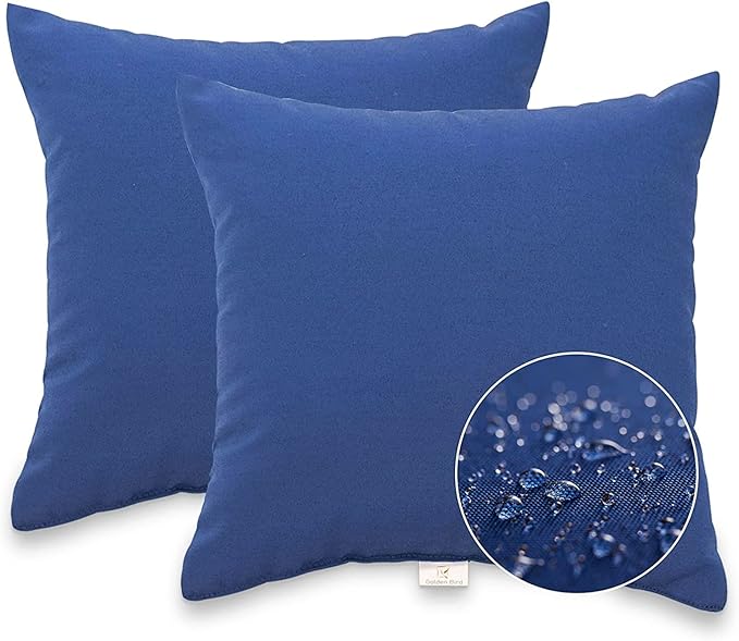 JMGBird Water-Resistant Outdoor Pillows Set of 2, 18x18 inch Durable Navy Blue Throw Pillows with Inserts for Patio Furniture