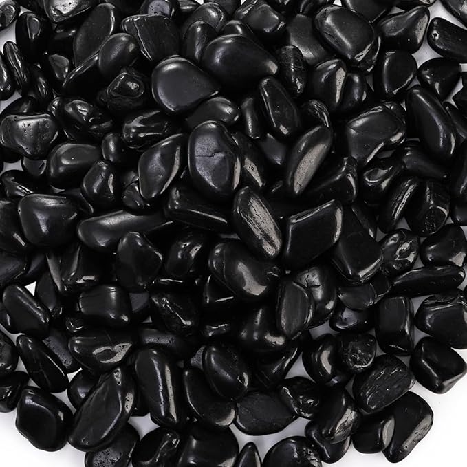 SOUJOY 15LBS Black River Rock, 1-2 Inch Pebbles for Plants, Natural Polished Decorative Stone for Landscaping Outdoor, Flower Bed Fish Tank Gravel Garden Home Decor