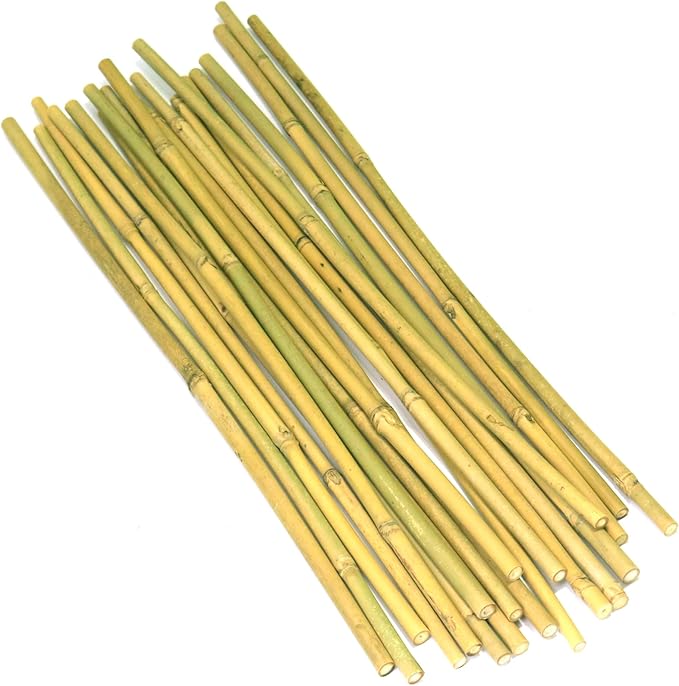 20 Pack 16/18 Inch Natural Bamboo Stakes for Plants, Thick-Wall Garden Stakes with 20 Free Green Ties - Sturdy & Treated Plant Support Sticks for Indoor/Outdoor Potted Tomatoes, Vegetables (18 Inch)