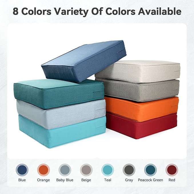 6" Thick Outdoor Cushions 22x24x6, 6-Set Deep Seat Patio Cushions with Removable Cover, Waterproof & Fade Resistant Replacement for Wicker Chair, Loveseat, Sofa - Teal