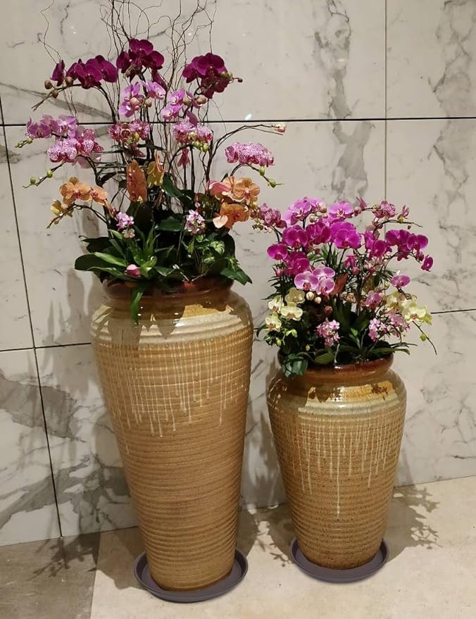 4 Pack of Plant Saucer 14 inch, Heavy Duty Plastic Plant Saucers 14" Round, Plant Trays for Indoors and Outdoor, Plant Drip Tray for Pot, Flower Saucers for Planter 12-14" (Chocolate Brown)