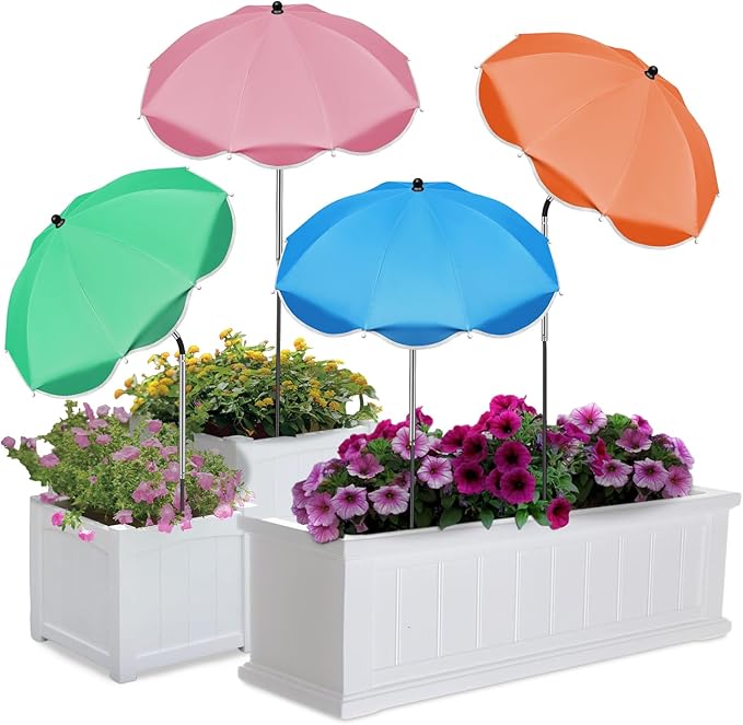 23.6" Adjustable Garden Umbrella Shade for Outdoor Use, Potted Greenery & Garden Beds – Angle-Adjustable Sun Protection