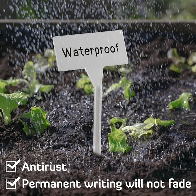 50 Pack Outdoor Plant Label, Large Waterproof Plastic Plant T-Type Tags, Durable Nursery Garden Markers, Perfect for Herbs, Flowers, Vegetable (Height 11.8'')