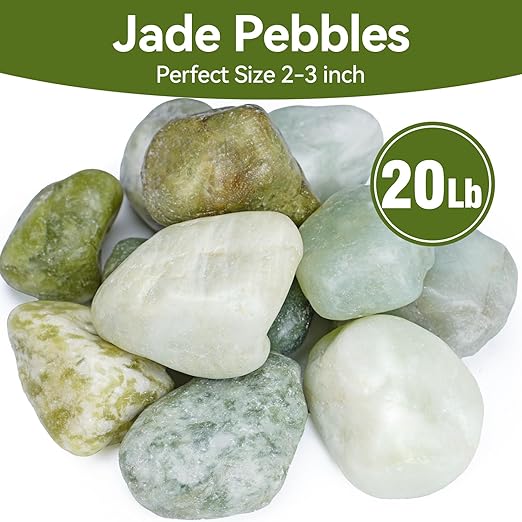 20 lbs Jade Pebbles for Indoor Plants, 2-3 Inch Polished River Rocks, Decorative Garden Rocks Outdoor Landscaping, Large Natural Stone for Walkways, Yard, Vases, Crafts
