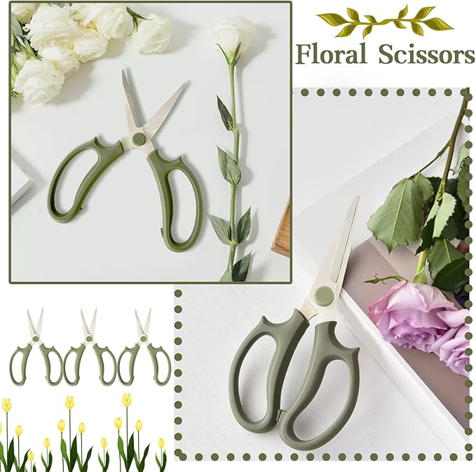3Pcs Garden Flower Scissors,Floral Scissors Pruning Shears,Stainless Steel Flower Scissors with Comfortable Grip Handles,Premium Garden Clippers for Flower Arrangement,Gardening Tool