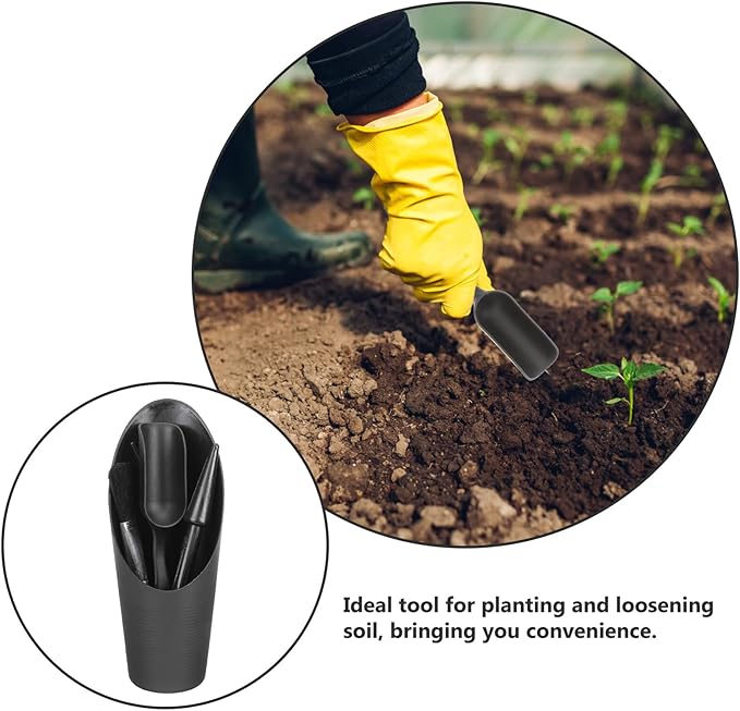 Garden Tool Set for Succulent Planting and Bonsai Care, 2 Sets with Black Planting Device, Soil Scoop, Transplanting Spoon, and Cleaning Brush, Sturdy Gardening Accessories