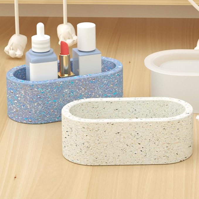 Wehous 2PCS Oval Plant Pot Mold Candle Holder Storage Box Jar Silicone Molds for Epoxy Resin Casting Unique Jewelry Trinket Container Bowl Resin Concrete Cement Molds DIY Art Craft Table Home Decor