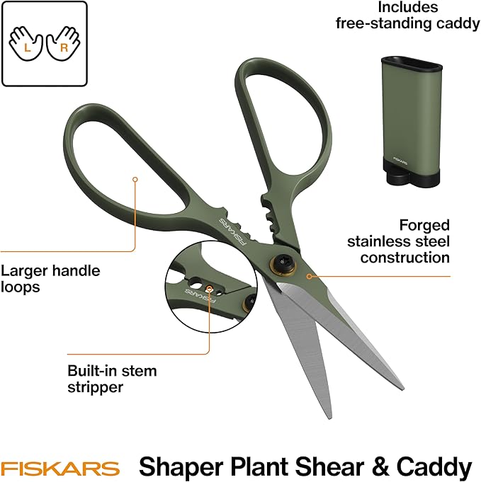 Fiskars Shaper Plant Shears, Plant Snip & Holder, Precision Indoor Gardening Shears, 6"