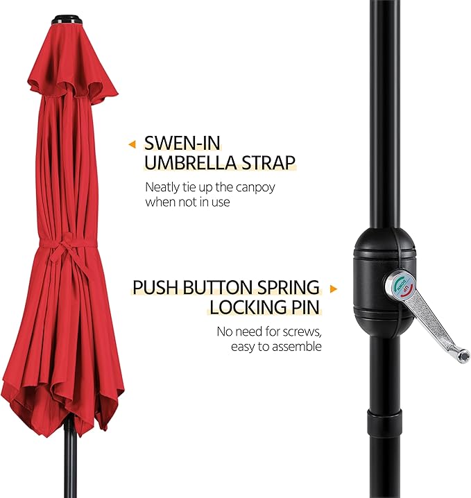 Yaheetech 9FT Patio Umbrella, Outdoor Table Market Umbrella with Push Button Tilt and Crank, Polyester Yard Sun Shade for Garden, Deck, Backyard, Pool