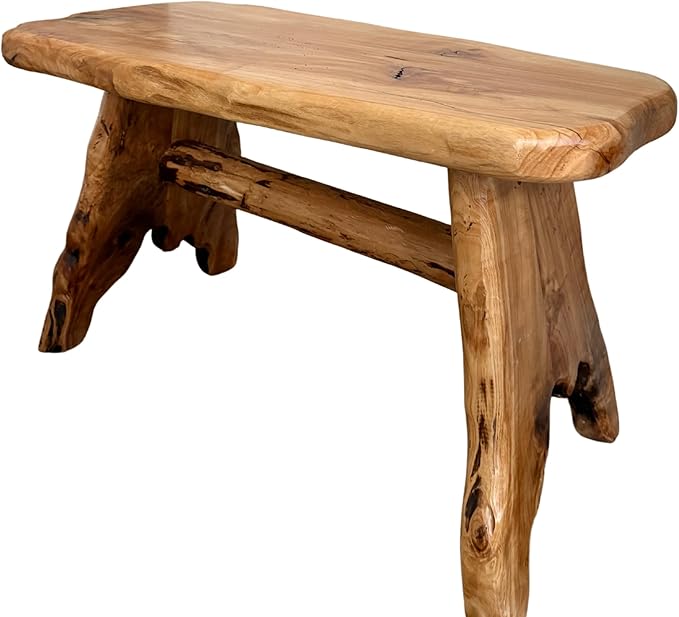 TJ Global Natural Edge Cedar Wood Tree Stump Indoor/Outdoor Stool, Garden Bench, Night Stand, End Table, Plant Stand - L28 x W14 x H17.5