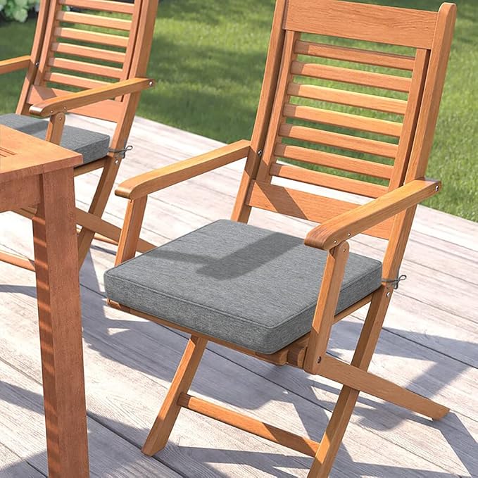 Magpie Fabrics Indoor Outdoor Waterproof Square Chair Cushion, 18" x 18" x 2.5", 2 Pack, Water Resistant Seat Cushions, for Patio Garden Office, Heather Grey