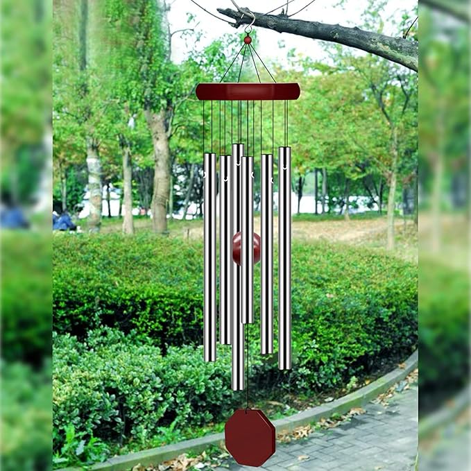 2 Pack Pgzsy Memorial Wind Chimes Outdoor Large Deep Tone, Elegant Sympathy Wind-Chime Personalized with 6 Tuned Tubes for Garden Patio Balcony and Home